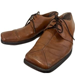 brown leather derby envelope toe size 11 leather dress shoe Stacy Adams